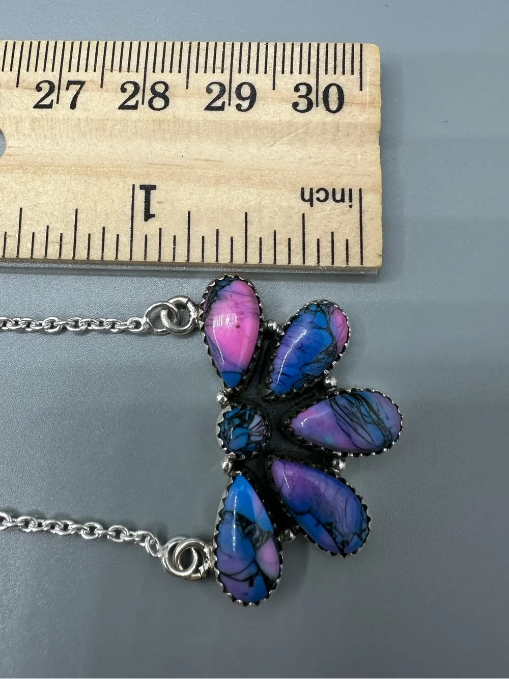 Monarch Dahlia Turquoise 925 Sterling Silver Pendant Half Cluster Necklace